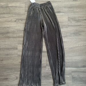 Zara Shimmering Silver Pleated Pants
